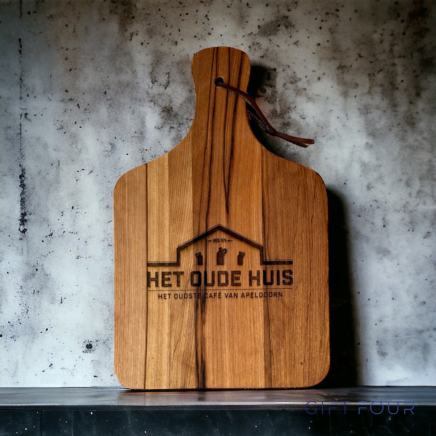 Gift Four - houten borrelplank gegraveerd - Het Oude Huis